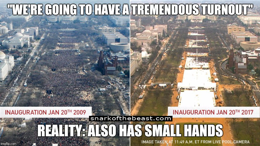 Inauguration Day 2016 - Small Turnout, Small Hands