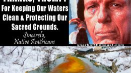 Native Americans - Thanks for keeping Our Waters Clean, and for Protecting Our Sacred Grounds. Sincerely, Native Americans