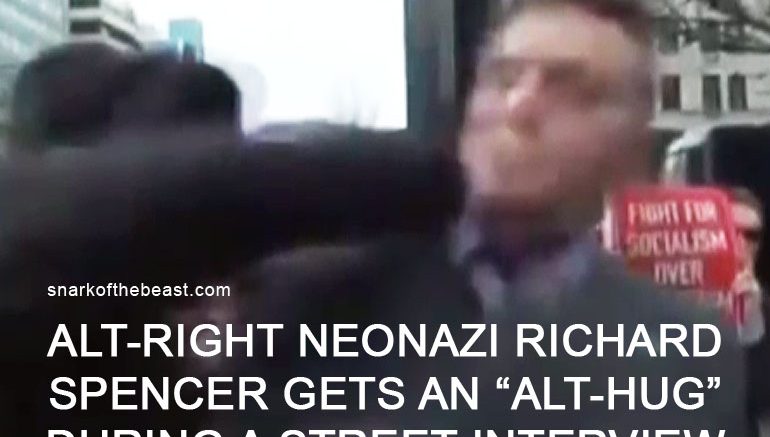 Alt-Right Neonazi Richard Spencer gets an 'alt-hug' during a street interview.
